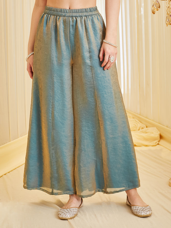 Women's Embroidered A-Line Kurta Palazzo Set with Dupatta