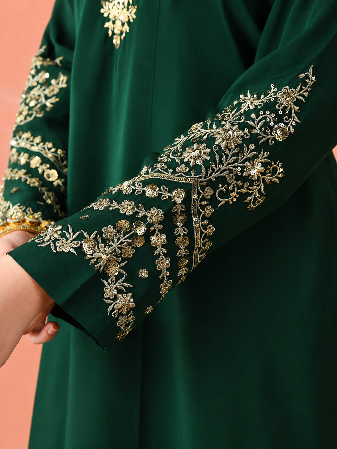Women's Dark Green Embroidered Kurta Sharara with Dupatta Set