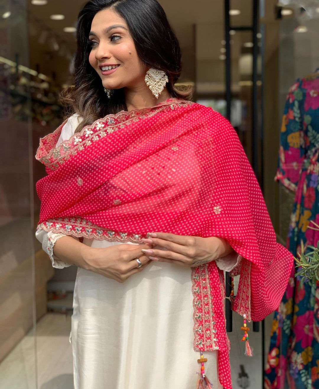 Women Embroidered Chanderi Silk Straight Kurta With Bottom & Dupatta Set