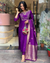 Women's Wine Viscose Muslin Embroidered Straight Kurta Set