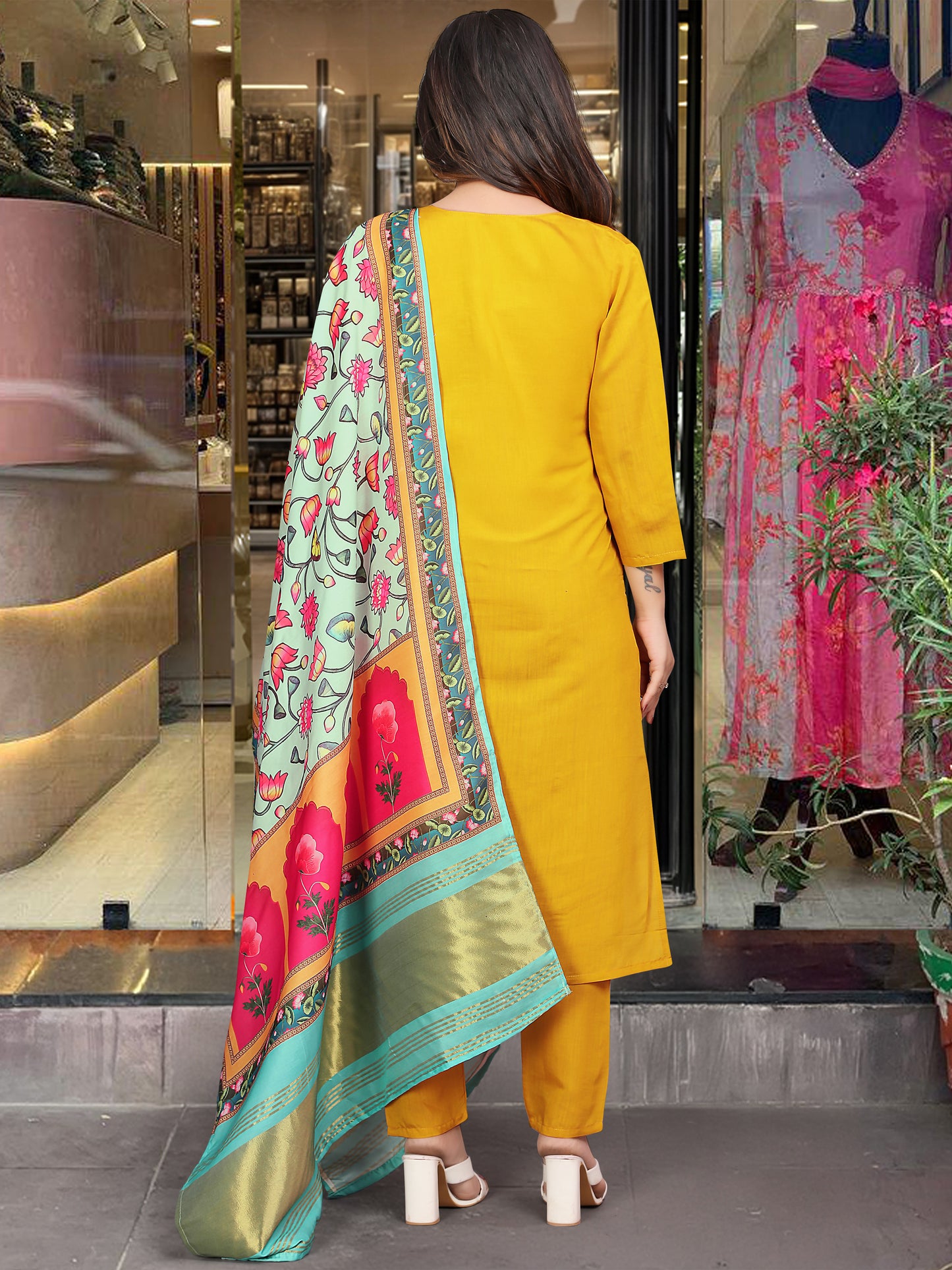 Women Embroidered Chanderi  SILK  kurta set