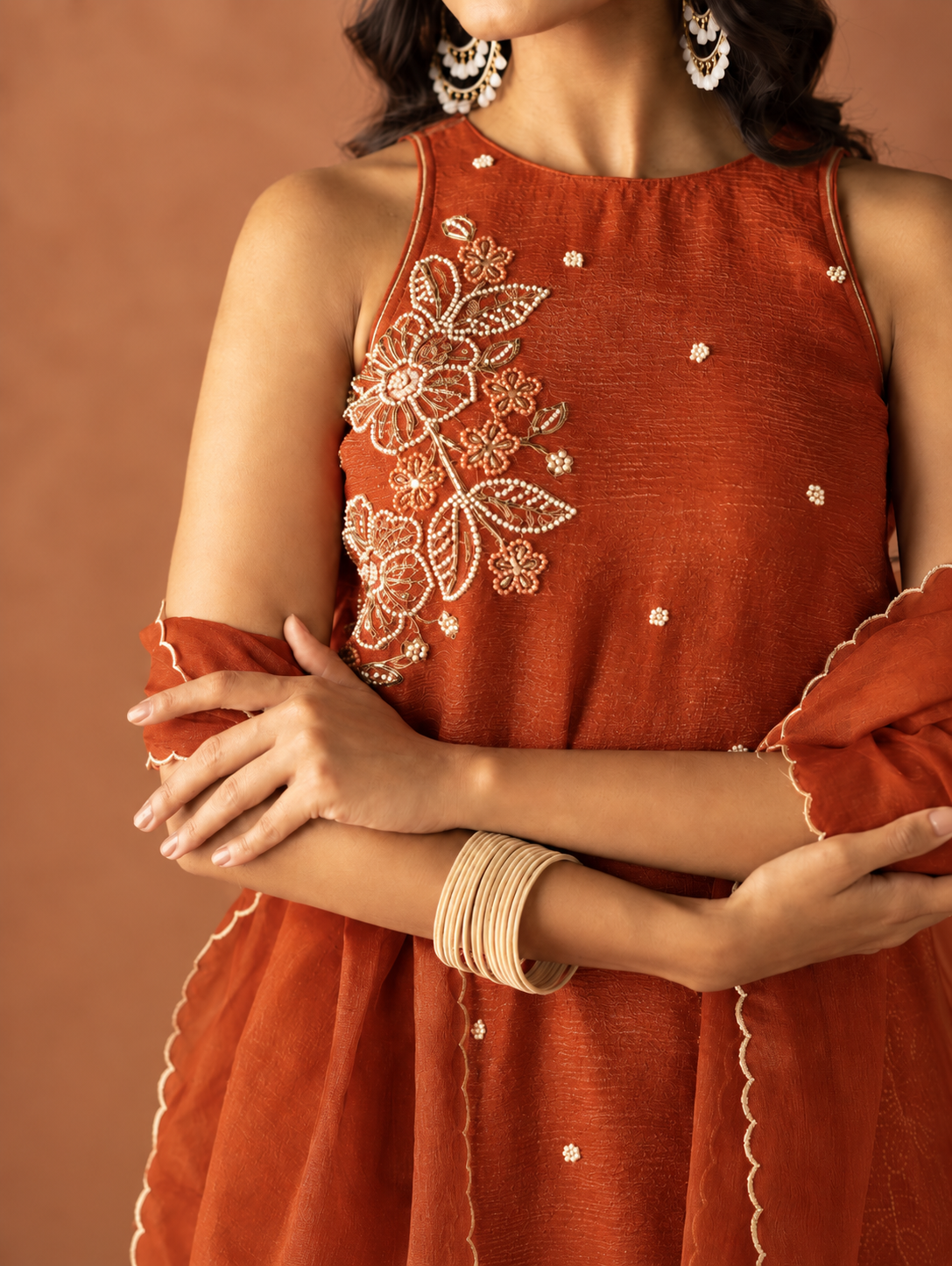 Women's Lavender Embroidered Kurta Palazzo & Dupatta Set