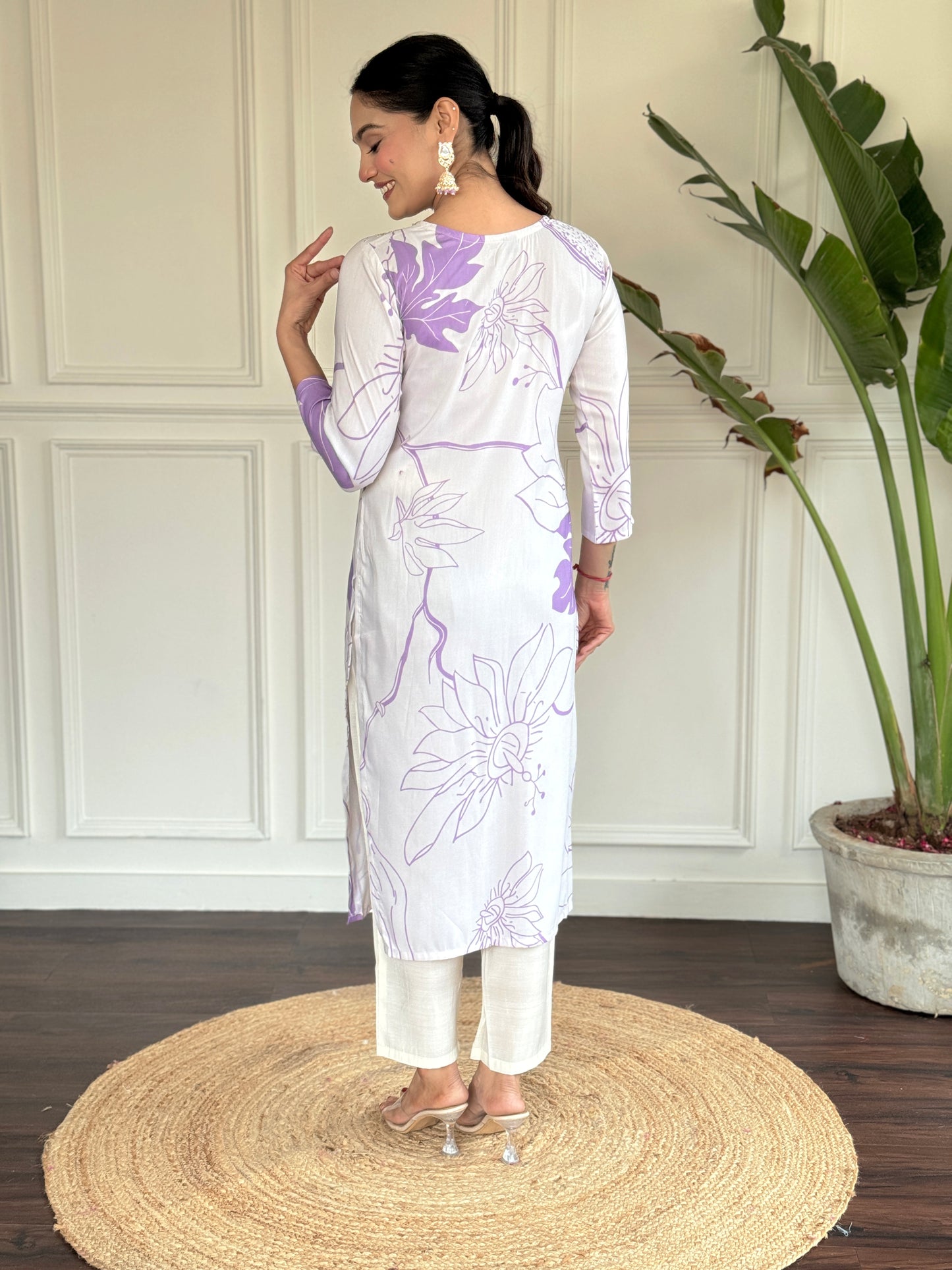 Women Embroidered Straight Kurta Set With Dupatta