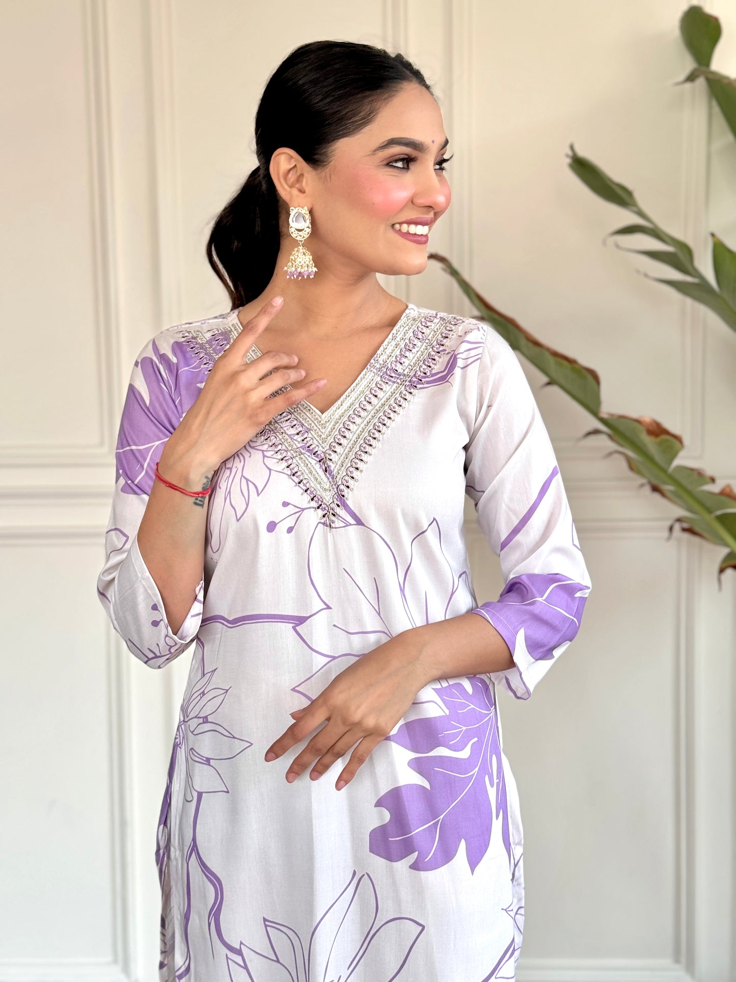 Women Embroidered Straight Kurta Set With Dupatta